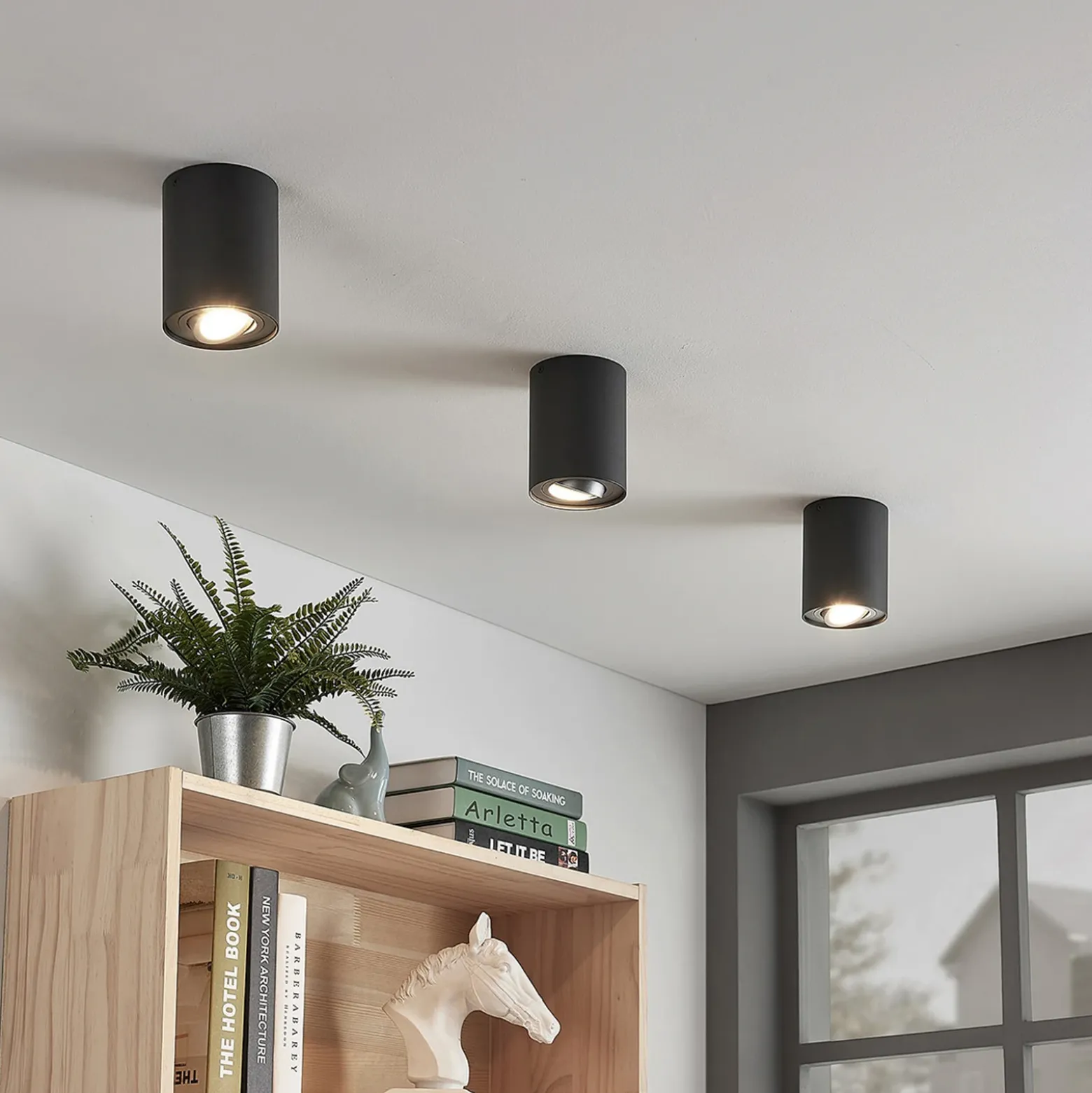 Arcchio downlight de techo Jolina, redondo, antracita, 13 cm, metal
