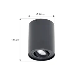 Arcchio downlight de techo Jolina, redondo, antracita, 13 cm, metal