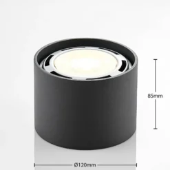 Arcchio downlight de techo Mabel, Ø 12 cm, gris, metal, GU10