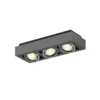 Arcchio downlight de techo Ronka, 50 cm, 3 luces, gris, GU10