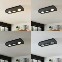 Arcchio downlight de techo Ronka, 50 cm, 3 luces, gris, GU10