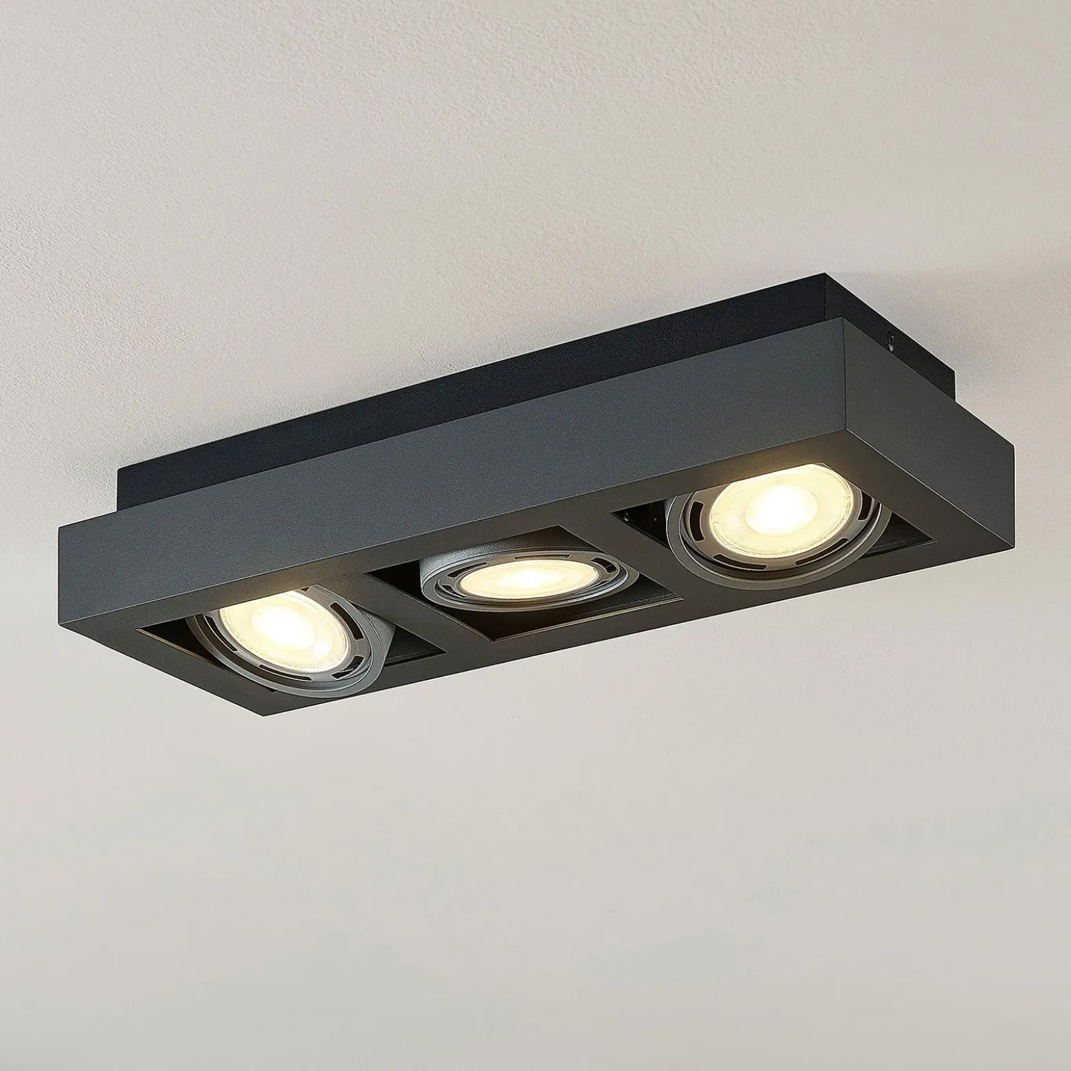 Arcchio downlight de techo Ronka, 50 cm, 3 luces, gris, GU10