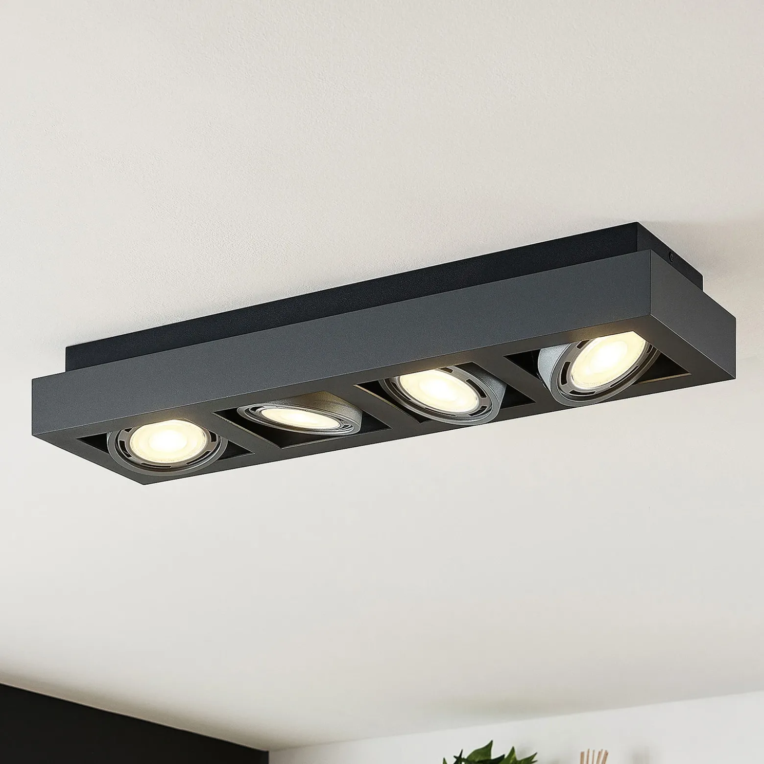 Arcchio downlight de techo Ronka, 65 cm, 4 luces, gris, GU10