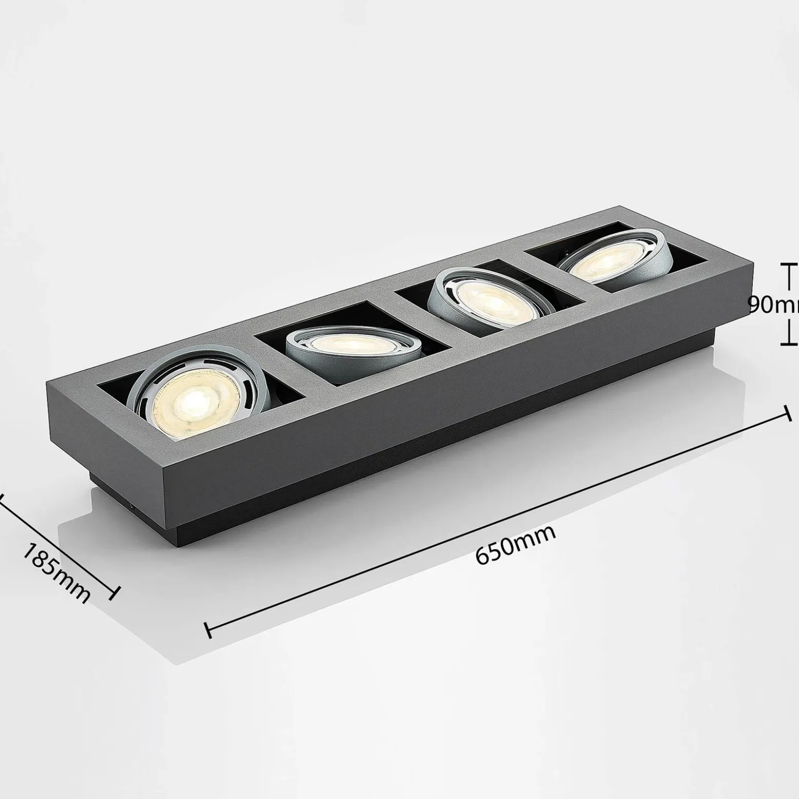 Arcchio downlight de techo Ronka, 65 cm, 4 luces, gris, GU10