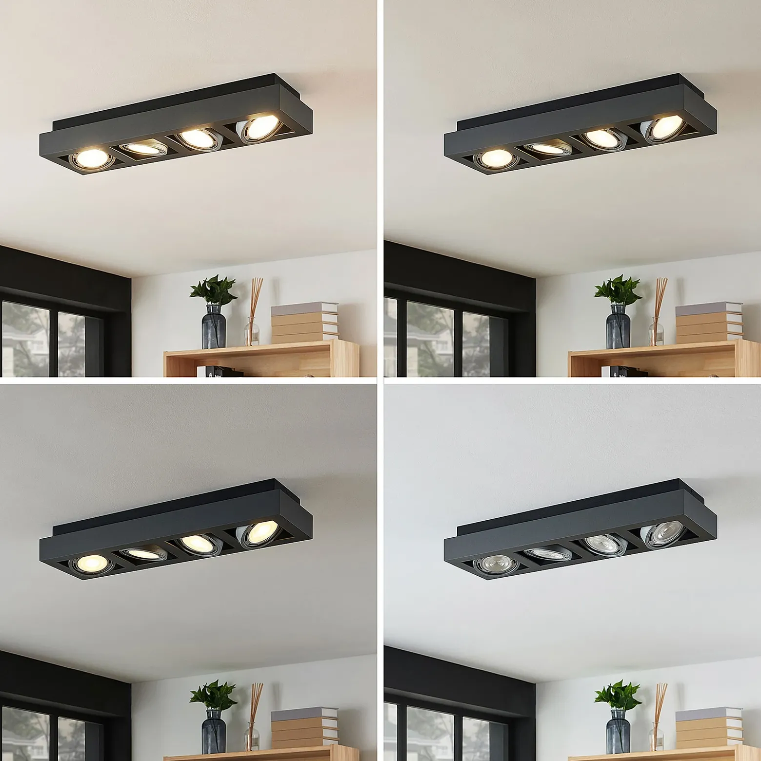 Arcchio downlight de techo Ronka, 65 cm, 4 luces, gris, GU10