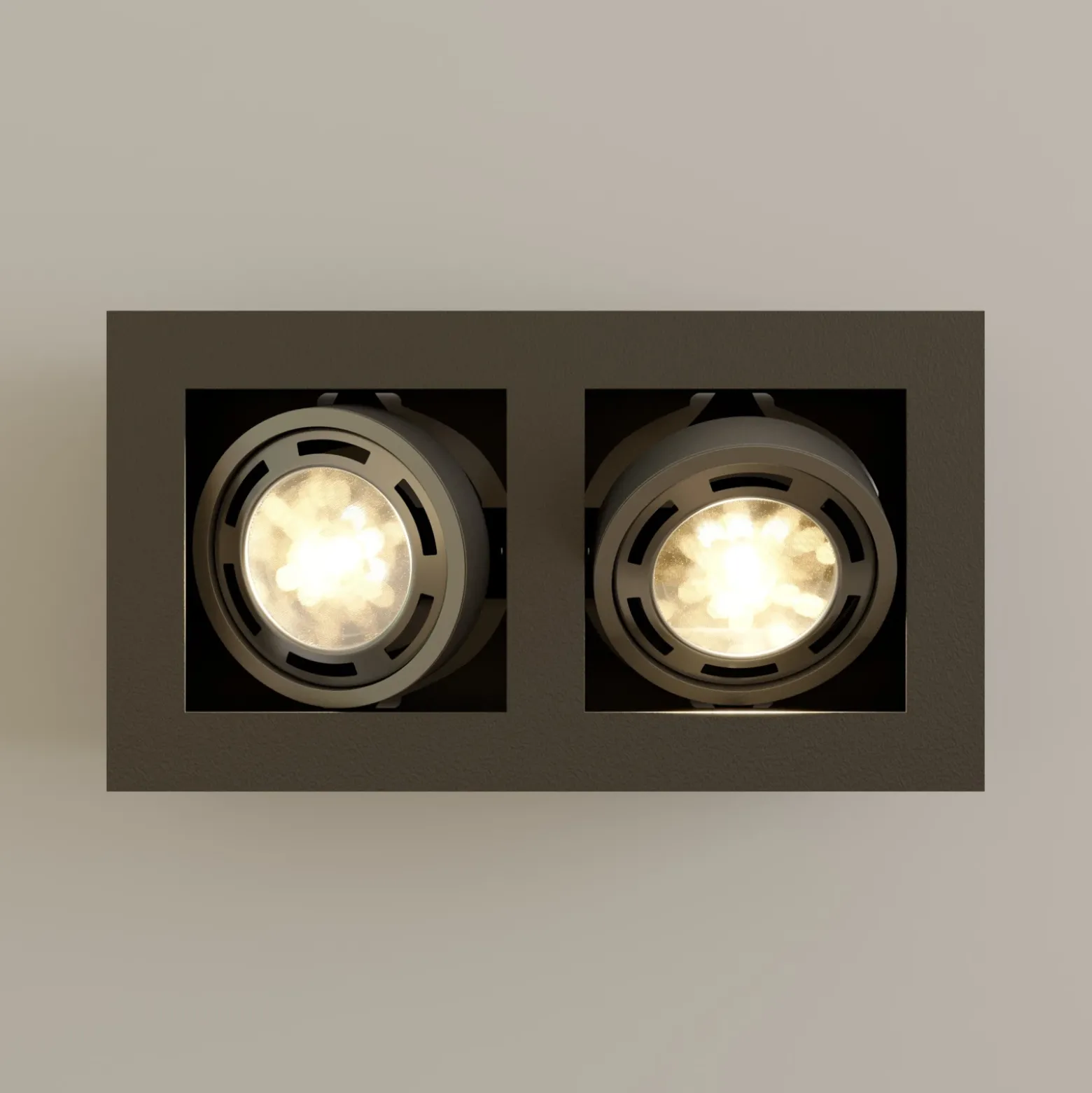 Arcchio downlight de techo Ronka, 34 cm, 2 luces, gris, GU10