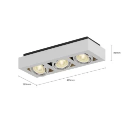 Arcchio downlight de techo Ronka, 50 cm, 3 luces, blanco, GU10