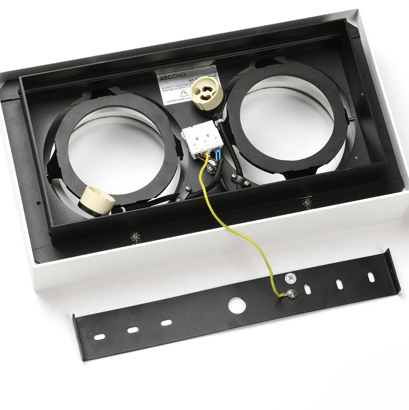 Arcchio downlight de techo Ronka, 34 cm, 2 luces, blanco, GU10
