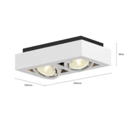 Arcchio downlight de techo Ronka, 34 cm, 2 luces, blanco, GU10