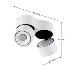 Arcchio downlight LED Rotari, blanco, 2 luces, 1362 lm