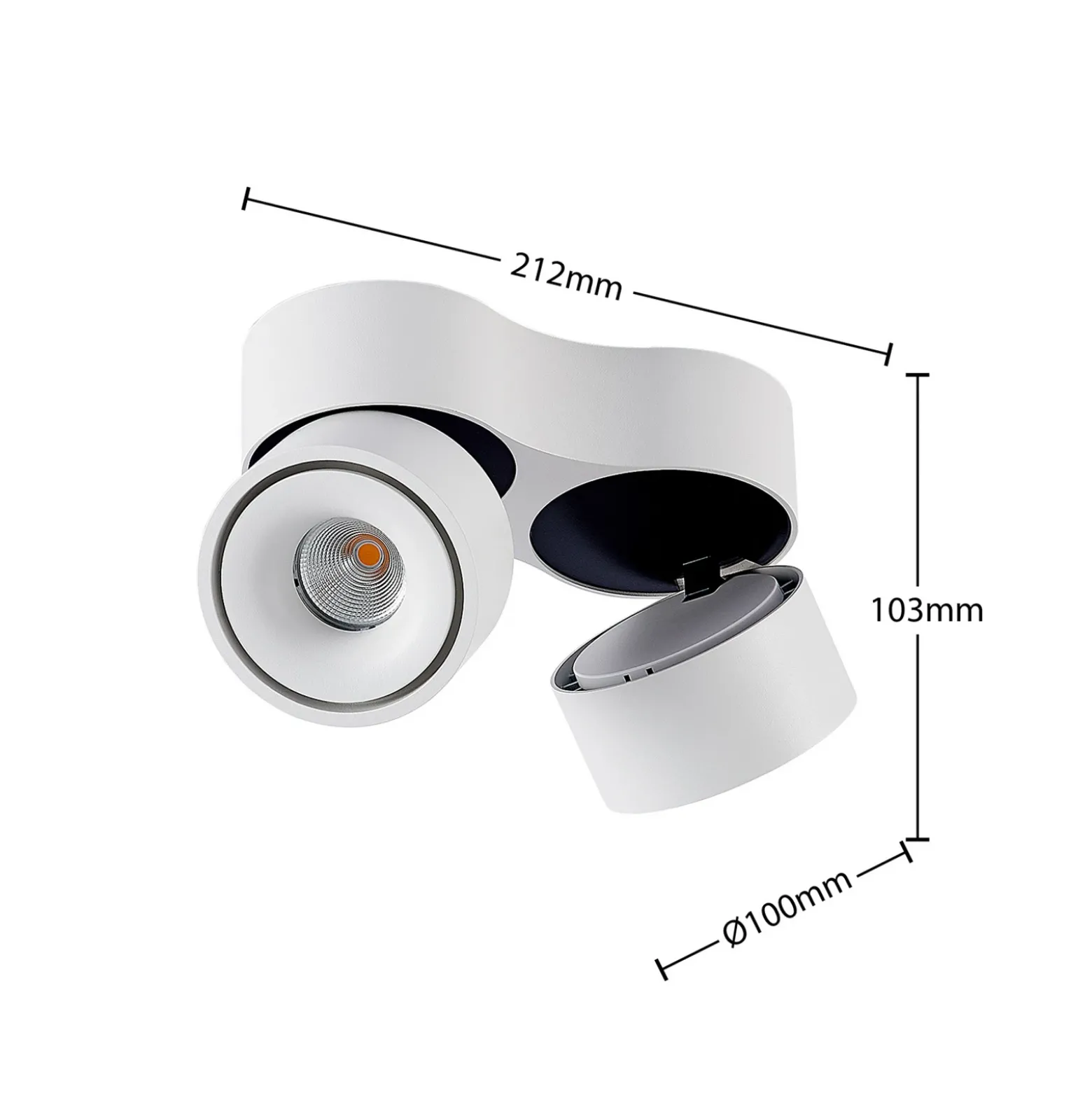 Arcchio downlight LED Rotari, blanco, 2 luces, 2270 lm