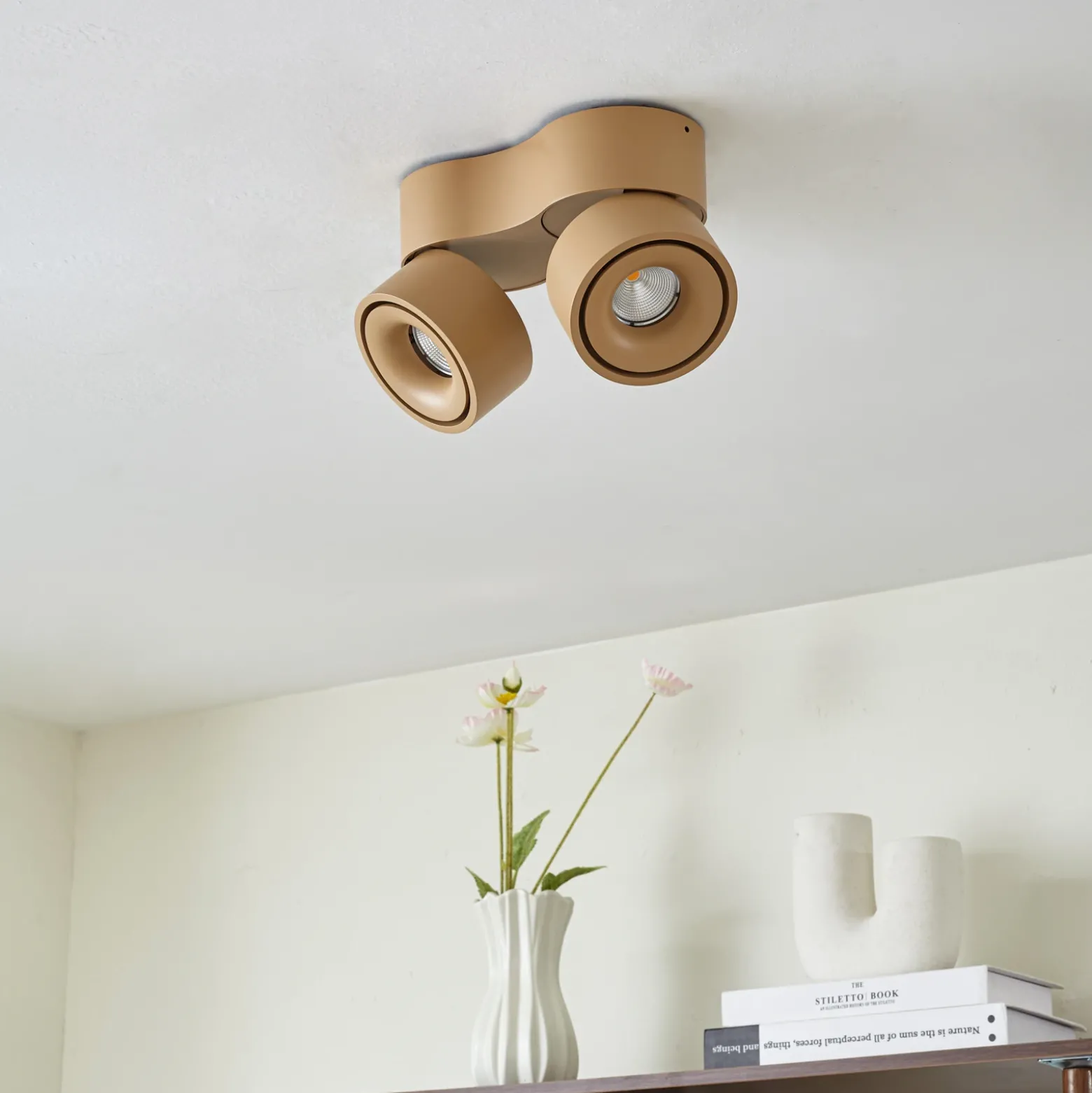 Arcchio Downlight LED Rotari, marrón, 2 luces, 8,9W