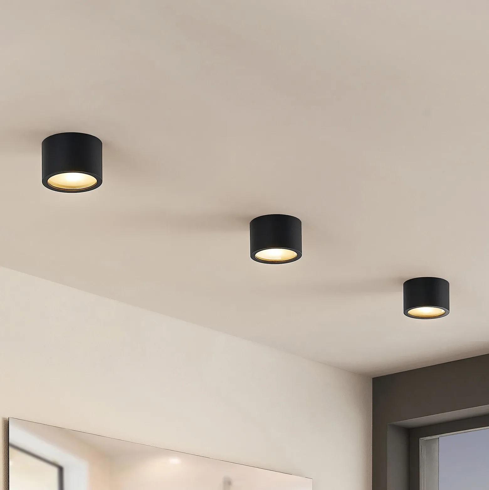 Arcchio downlight Nieva, G9, negro, redondo, Ø 10cm, metal