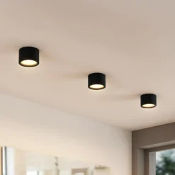 Arcchio downlight Nieva, GX53, negro, redondo, Ø 10cm, metal