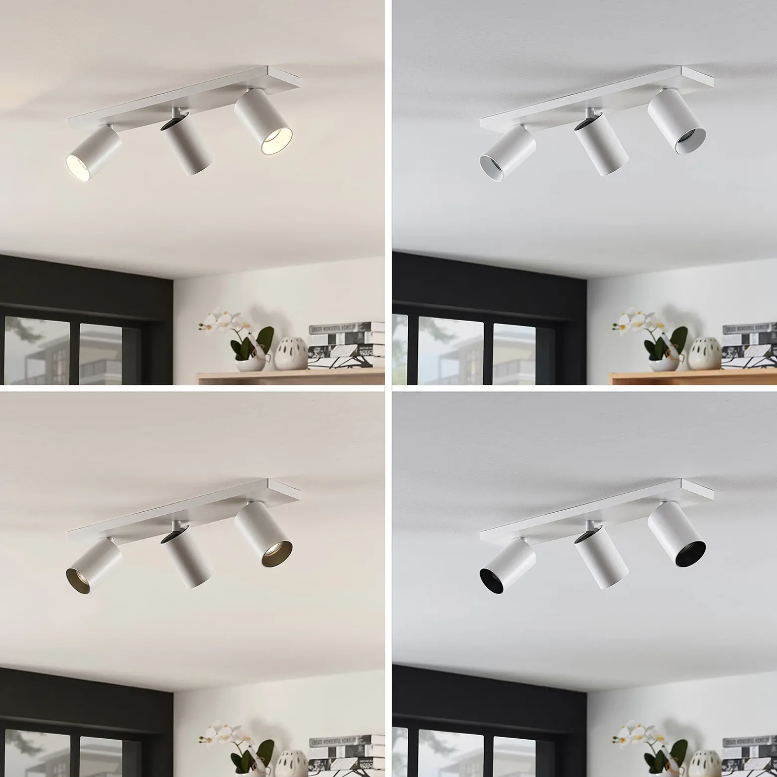 Arcchio Foco Brinja, blanco, angular, Ø 6 cm, 3 luces, GU10