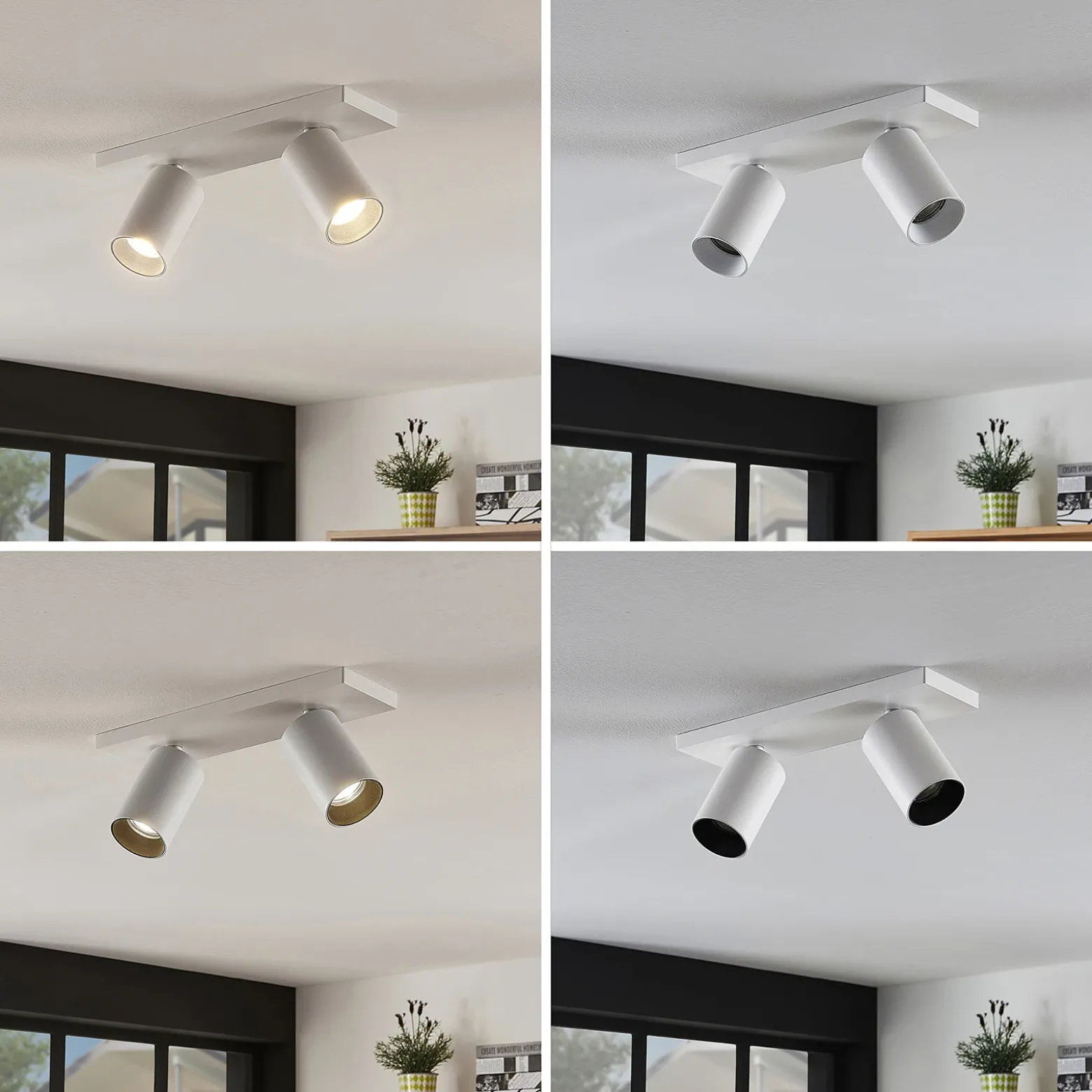 Arcchio Foco Brinja, blanco, angular, Ø 6 cm, 2 luces, GU10