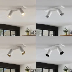 Arcchio Foco Brinja, blanco, angular, Ø 6 cm, 2 luces, GU10