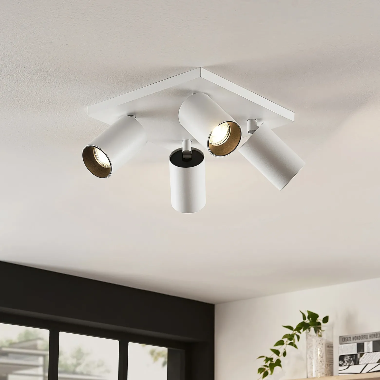 Arcchio Foco Brinja, blanco, angular, Ø 6 cm, 4 luces, GU10