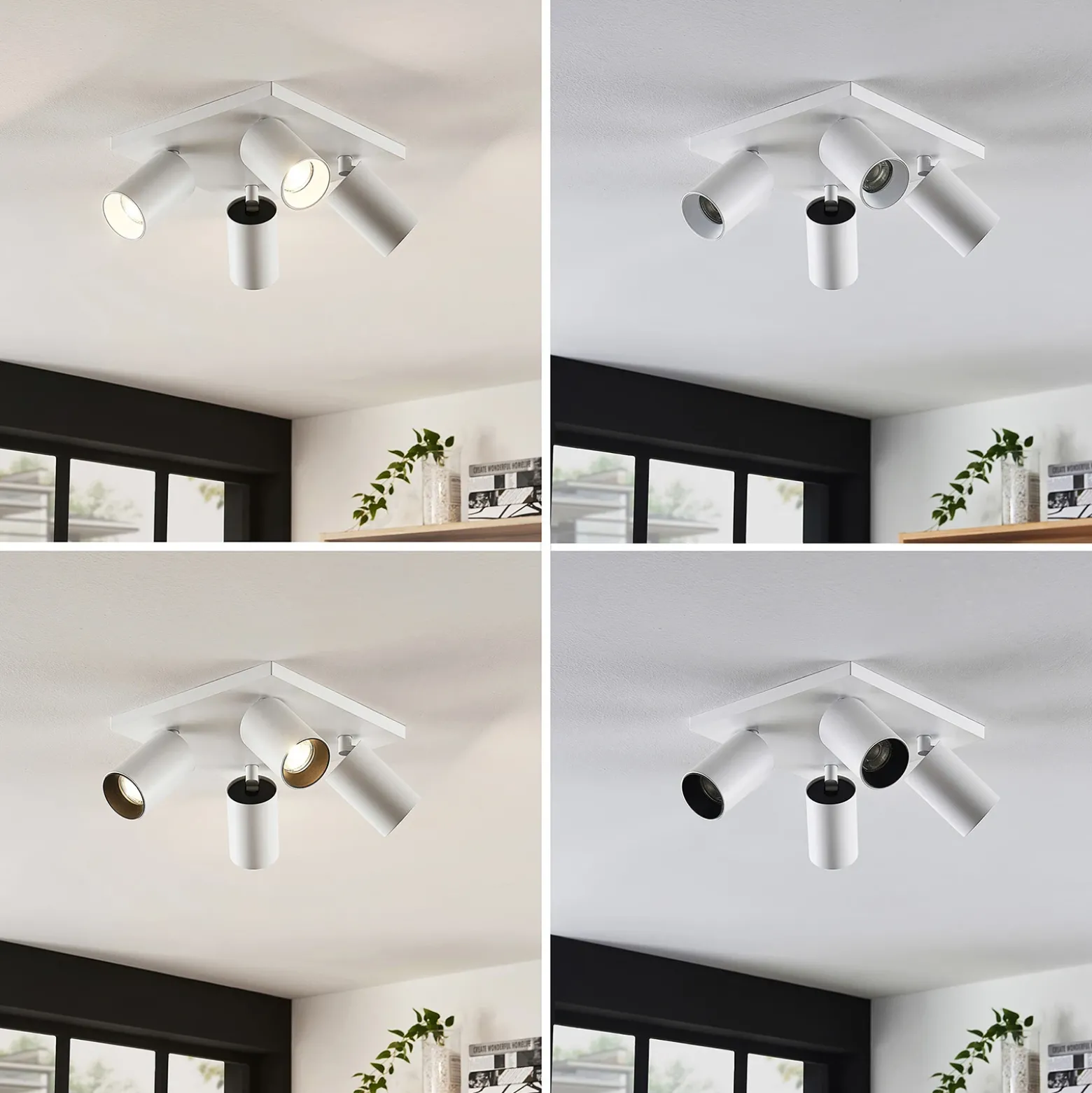 Arcchio Foco Brinja, blanco, angular, Ø 6 cm, 4 luces, GU10