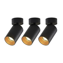 Arcchio foco Brinja, juego de 3, negro, redondo, Ø 6cm, GU10