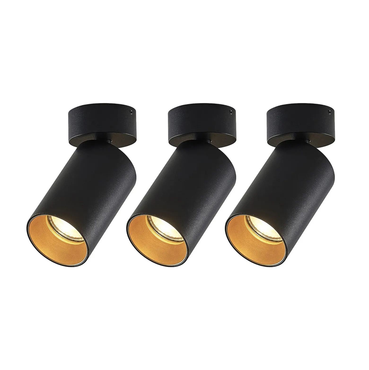 Arcchio foco Brinja, juego de 3, negro, redondo, Ø 6cm, GU10