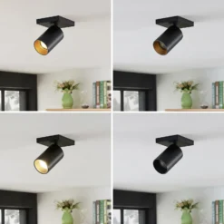 Arcchio Foco Brinja, negro, angular, Ø 6 cm, 1 luz, GU10