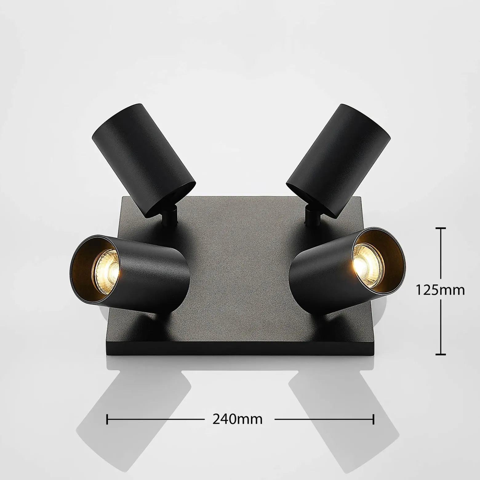 Arcchio Foco Brinja, negro, angular, Ø 6 cm, 4 luces, GU10
