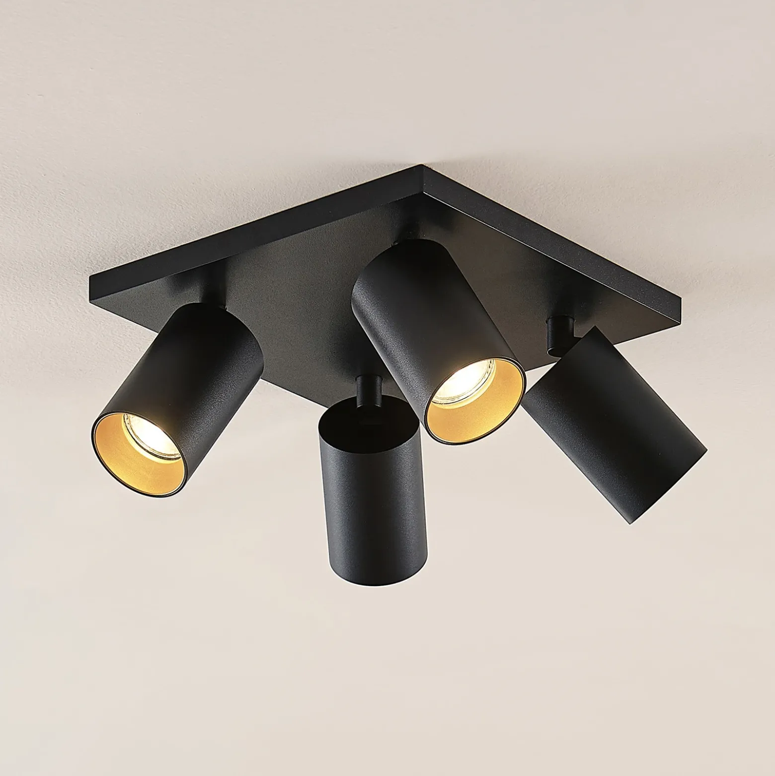 Arcchio Foco Brinja, negro, angular, Ø 6 cm, 4 luces, GU10