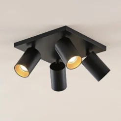Arcchio Foco Brinja, negro, angular, Ø 6 cm, 4 luces, GU10