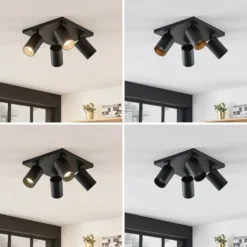 Arcchio Foco Brinja, negro, angular, Ø 6 cm, 4 luces, GU10
