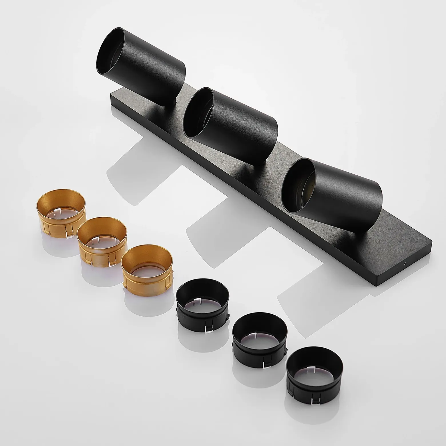 Arcchio Foco Brinja, negro, angular, Ø 6 cm, 3 luces, GU10