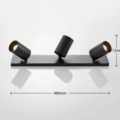 Arcchio Foco Brinja, negro, angular, Ø 6 cm, 3 luces, GU10