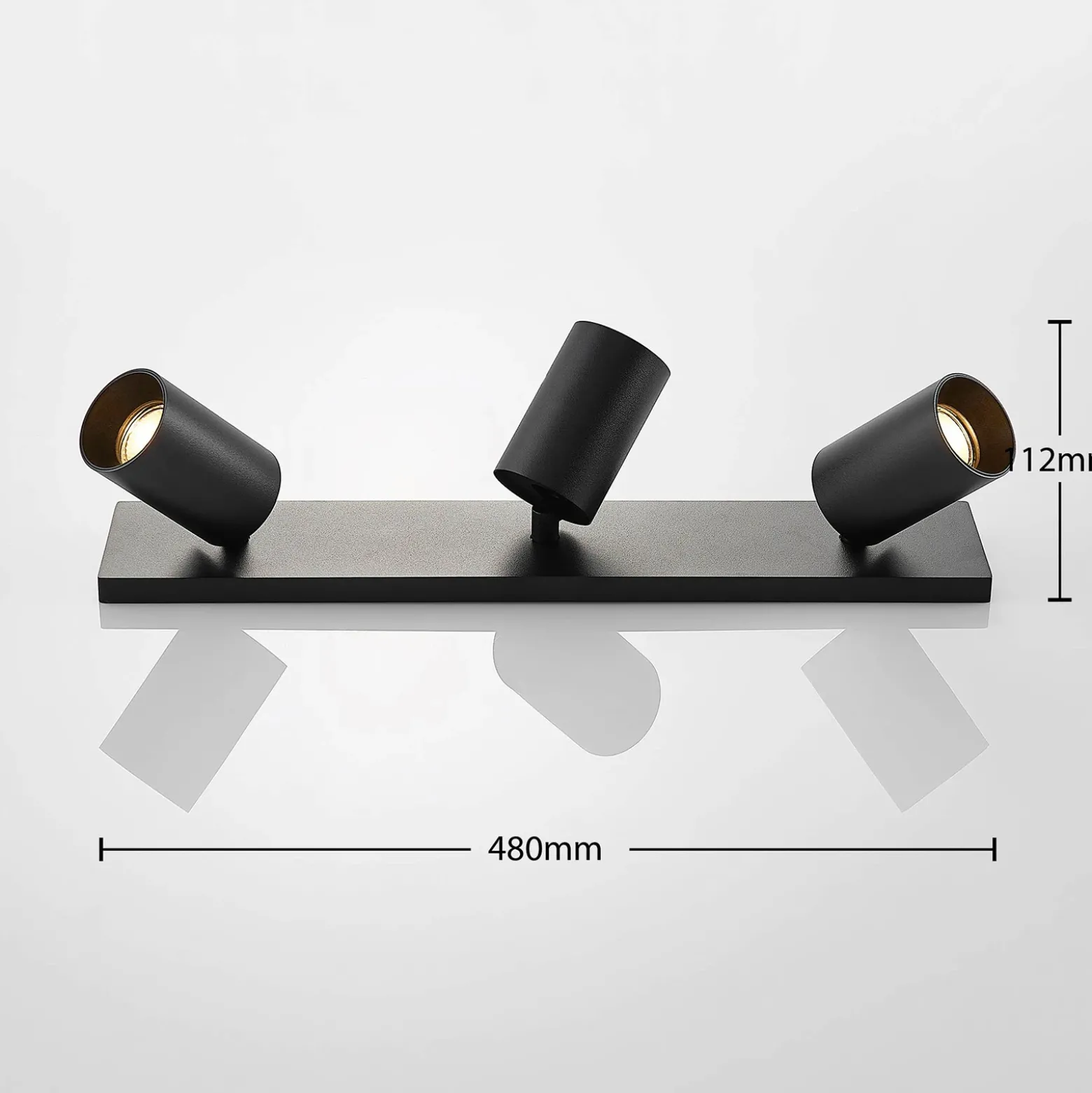 Arcchio Foco Brinja, negro, angular, Ø 6 cm, 3 luces, GU10