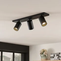 Arcchio Foco Brinja, negro, angular, Ø 6 cm, 3 luces, GU10
