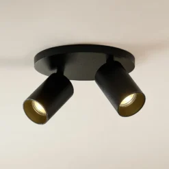Arcchio Foco Brinja, negro, redondo, Ø 6 cm, 2 luces, GU10
