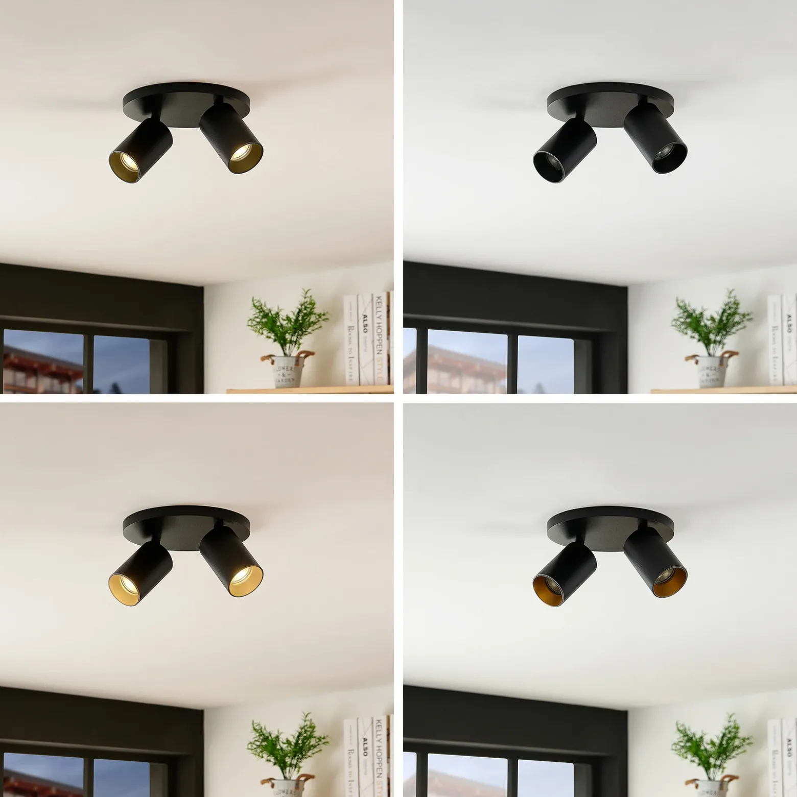 Arcchio Foco Brinja, negro, redondo, Ø 6 cm, 2 luces, GU10