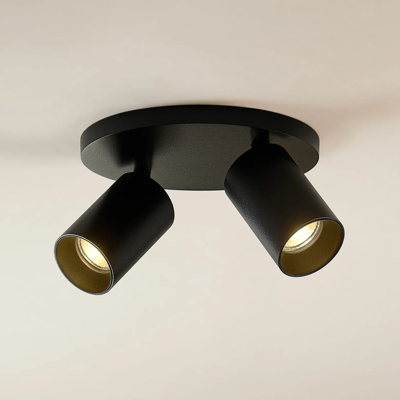 Arcchio Foco Brinja, negro, redondo, Ø 6 cm, 2 luces, GU10