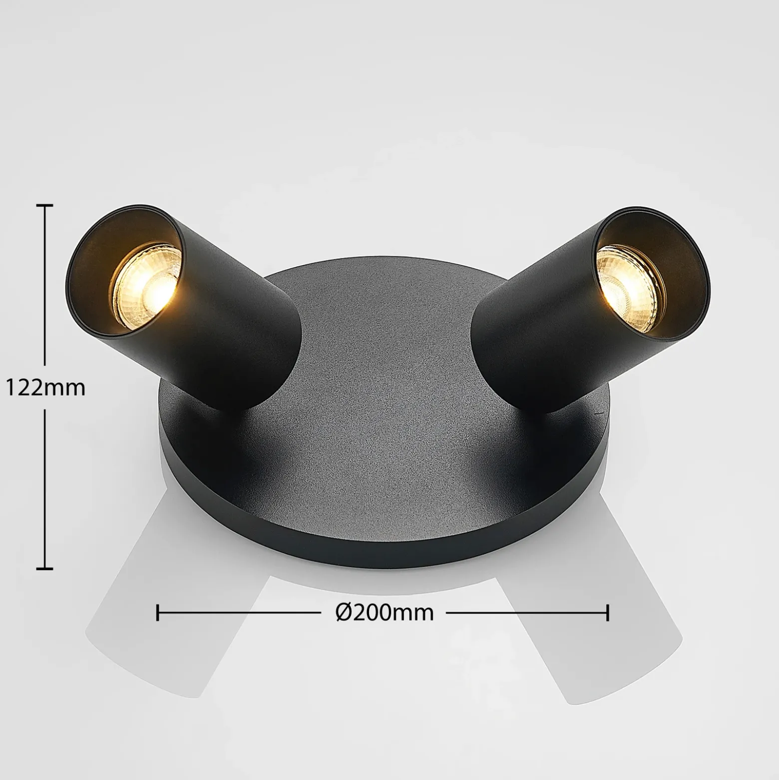 Arcchio Foco Brinja, negro, redondo, Ø 6 cm, 2 luces, GU10