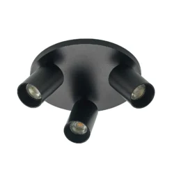 Arcchio Foco Brinja, negro, redondo, Ø 6 cm, 3 luces, GU10