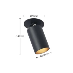 Arcchio foco empotrable Davin, negro, cilindro, lote de 2
