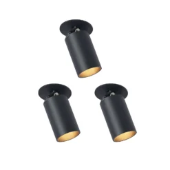 Arcchio foco empotrable Davin, negro, cilindro, lote de 3