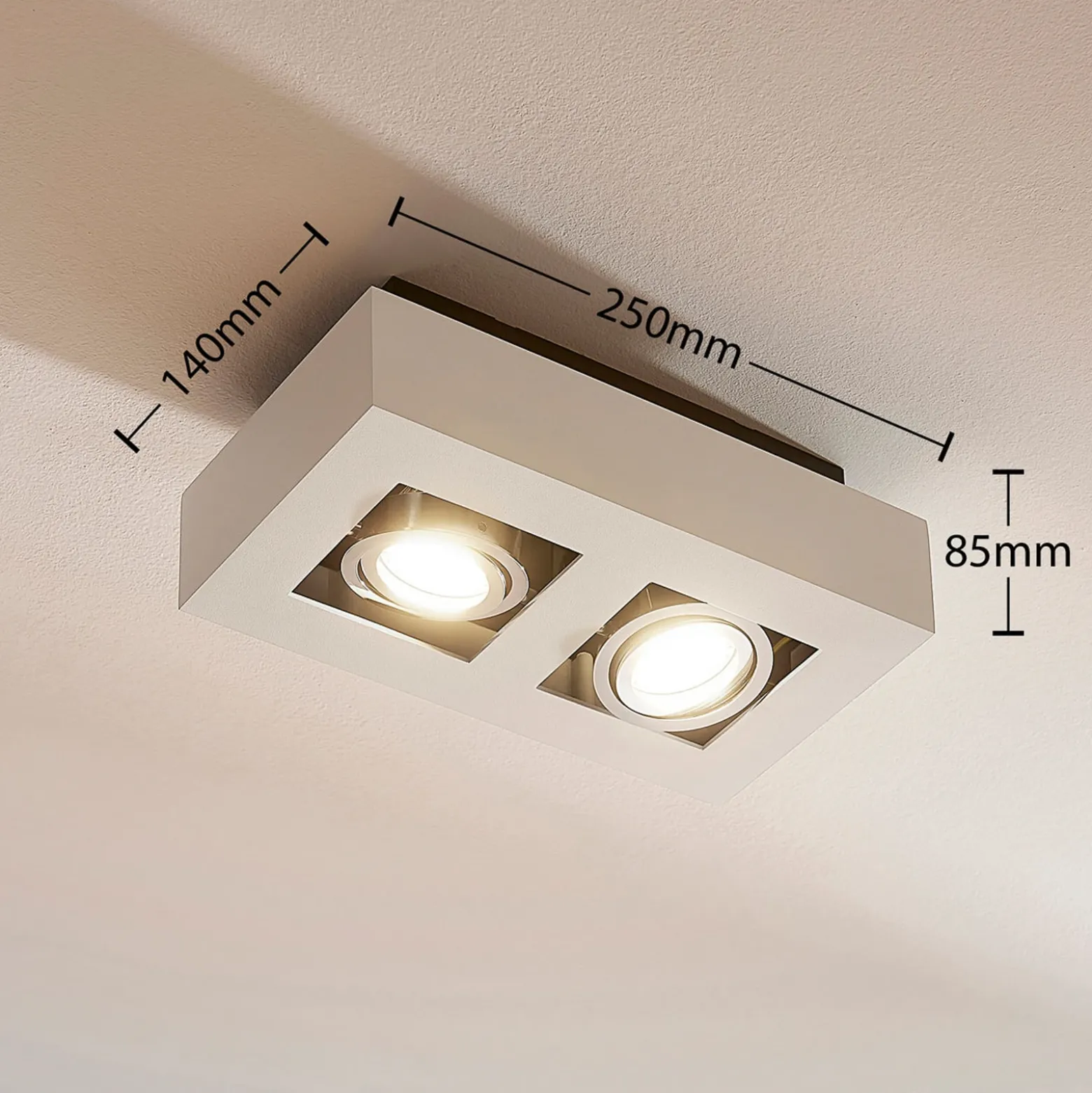 Arcchio foco Vince, 25 cm, 2 luces, blanco/cromo, GU10