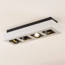 Arcchio foco Vince, 47 cm, 4 luces, blanco/negro, GU10