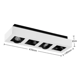 Arcchio foco Vince, 47 cm, 4 luces, blanco/negro, GU10