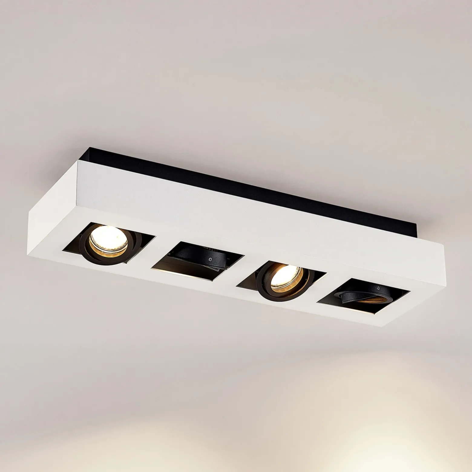Arcchio foco Vince, 47 cm, 4 luces, blanco/negro, GU10