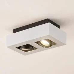 Arcchio foco Vince, 25 cm, 2 luces, blanco/negro, GU10