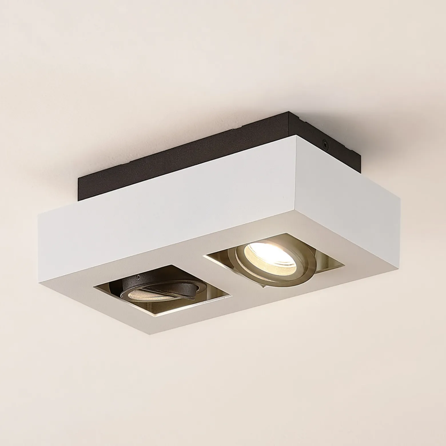 Arcchio foco Vince, 25 cm, 2 luces, blanco/negro, GU10