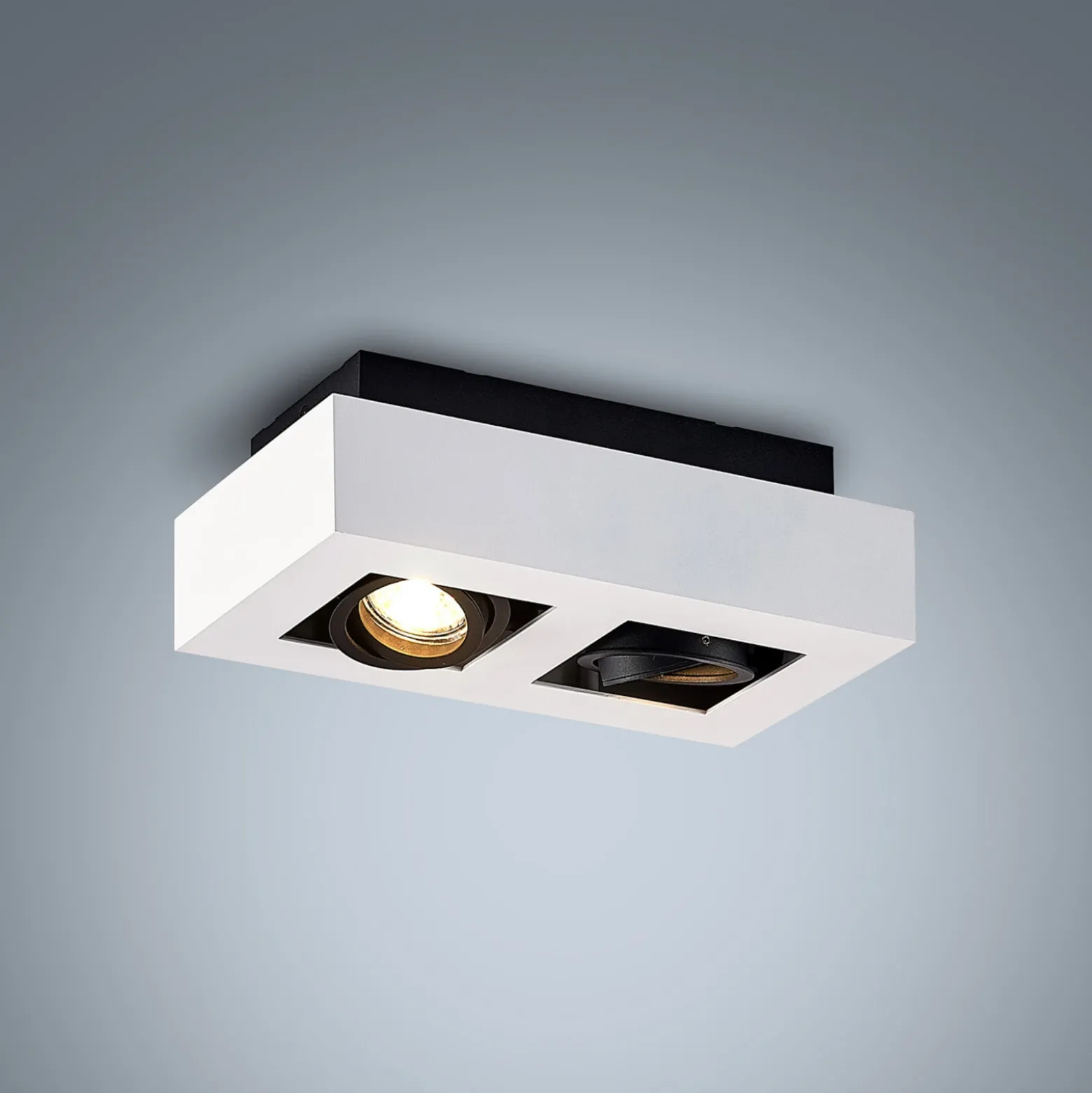 Arcchio foco Vince, 25 cm, 2 luces, blanco/negro, GU10