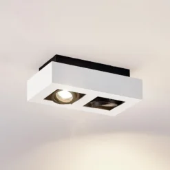 Arcchio foco Vince, 25 cm, 2 luces, blanco/negro, GU10
