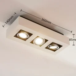 Arcchio foco Vince, 36 cm, 3 luces, blanco/cromo, GU10